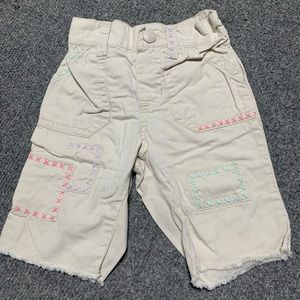 Khaki Pants with Pastel Stitched Accents
